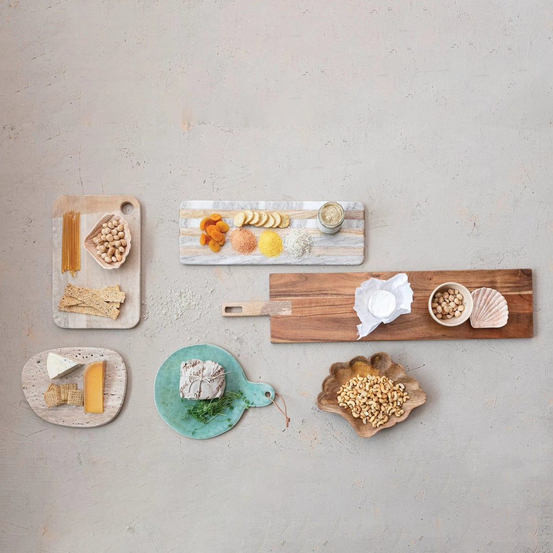 Creative Coop Cutting Board Marble & Mango Wood Cheese/Cutting Board