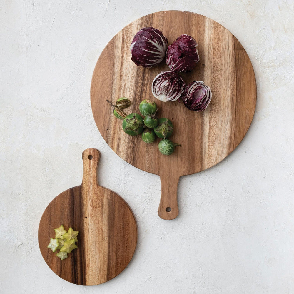 Creative Coop Cutting Board Suar Wood Cheese/Cutting Board with Handle