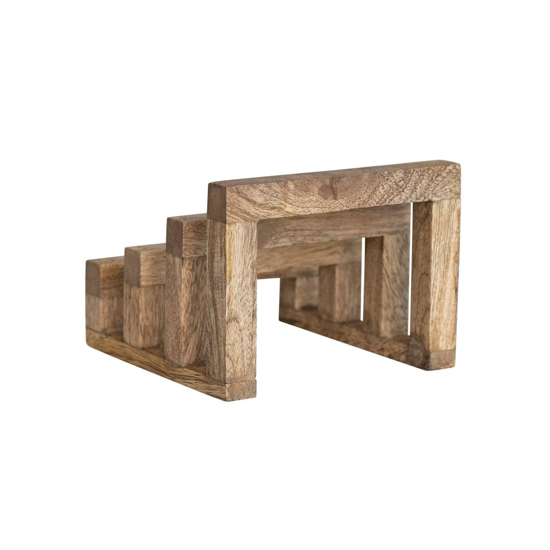 Creative Coop Display Stand Mango Wood Stand with 3 Sections