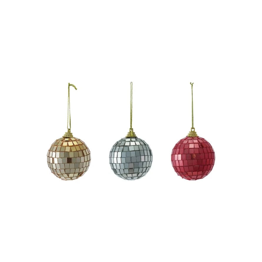 Creative Coop Holiday 2" Round Foam & Mirrored Glass Mosaic Ball Ornaments