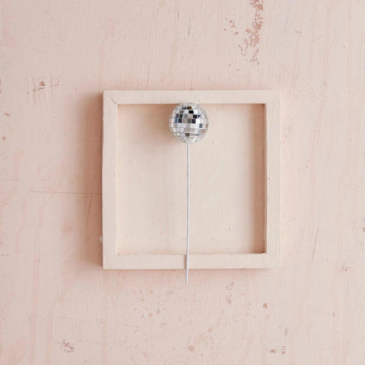 Creative Coop Holiday 6"H Foam & Mirrored Glass Mosaic Ball Plant Pick, Silver Finish