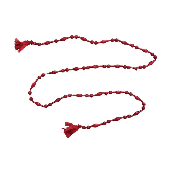 Creative Coop Holiday 72"L Glass Bead Garland w/ Cotton Tassels, Red
