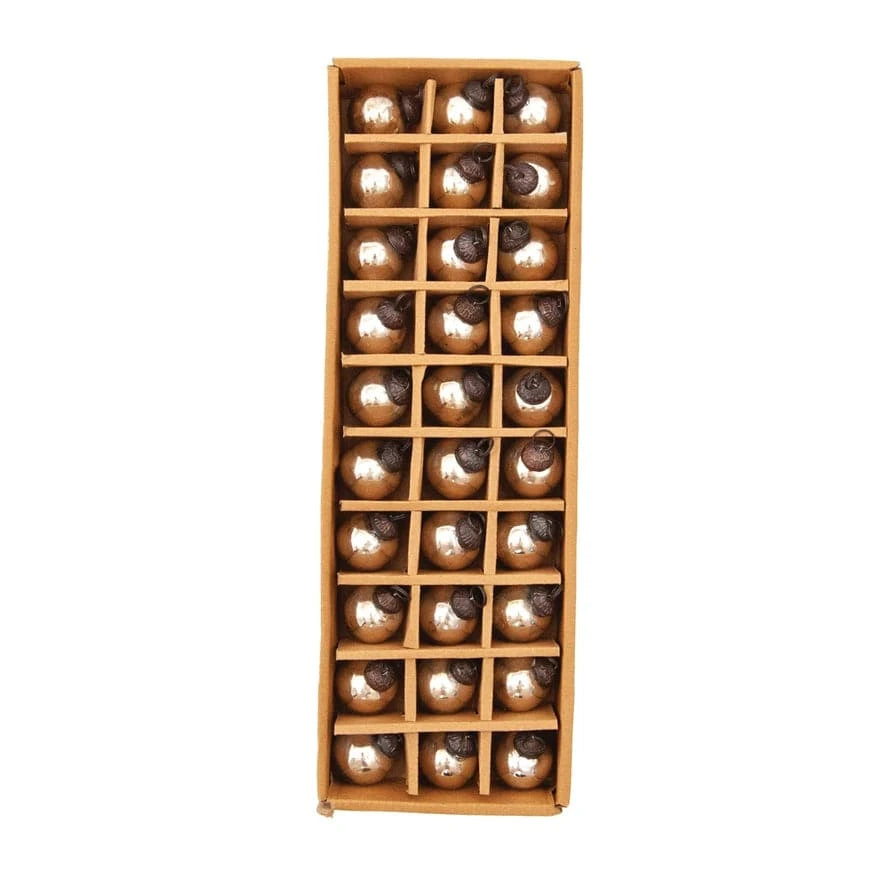 Creative Coop Holiday Mercury Glass Ball Ornaments, Silver Finish, Boxed Set of 30