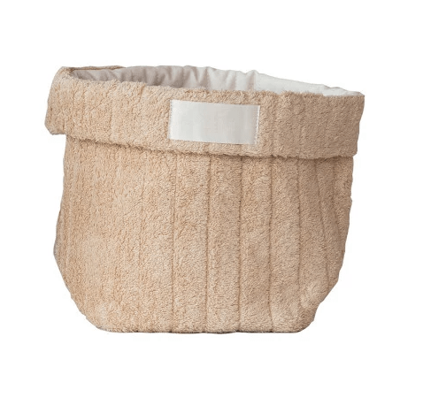 Creative Coop Home Beige Quilted Cotton Terry Cloth Folding Baskets