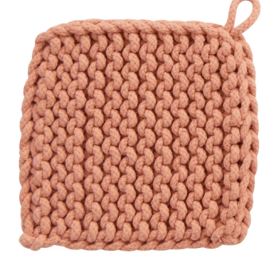 Creative Coop Home Coral Pink Cotton Crocheted Potholder