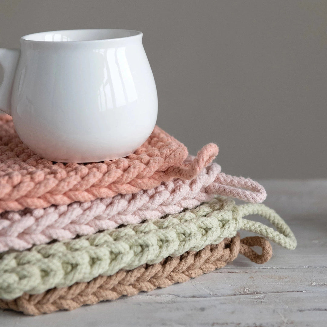 Creative Coop Home Cotton Crocheted Potholder