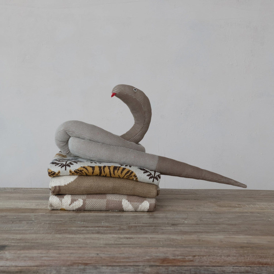 Creative Coop Home Cotton Knit Baby Blanket with Ducklings