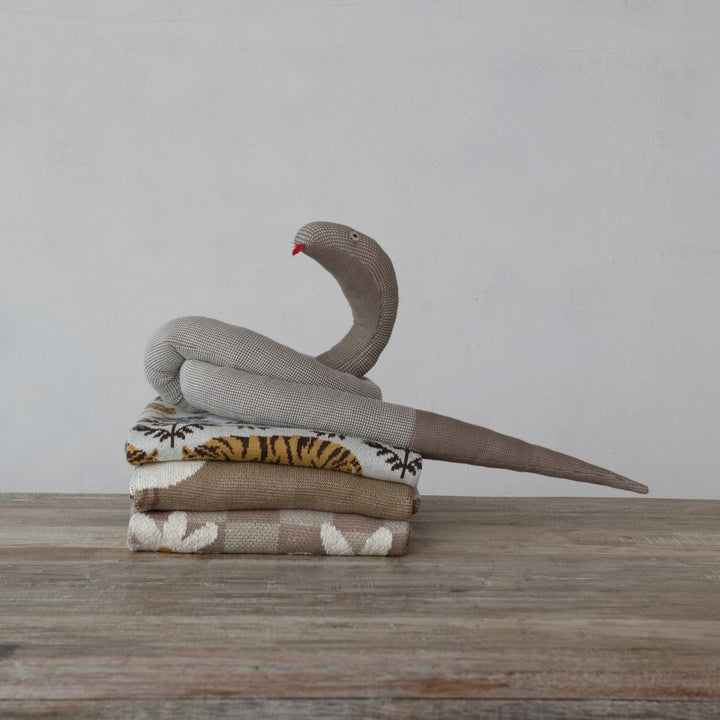 Creative Coop Home Cotton Knit Baby Blanket with Ducklings