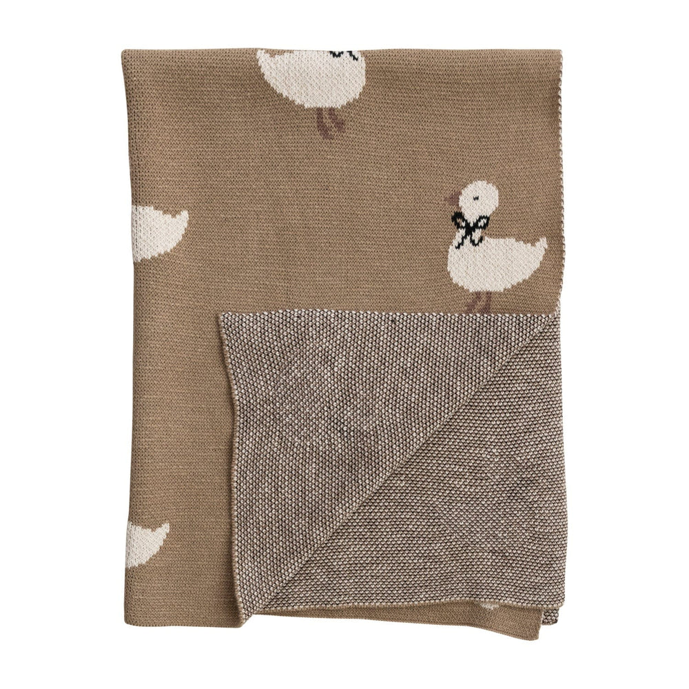 Creative Coop Home Cotton Knit Baby Blanket with Ducklings