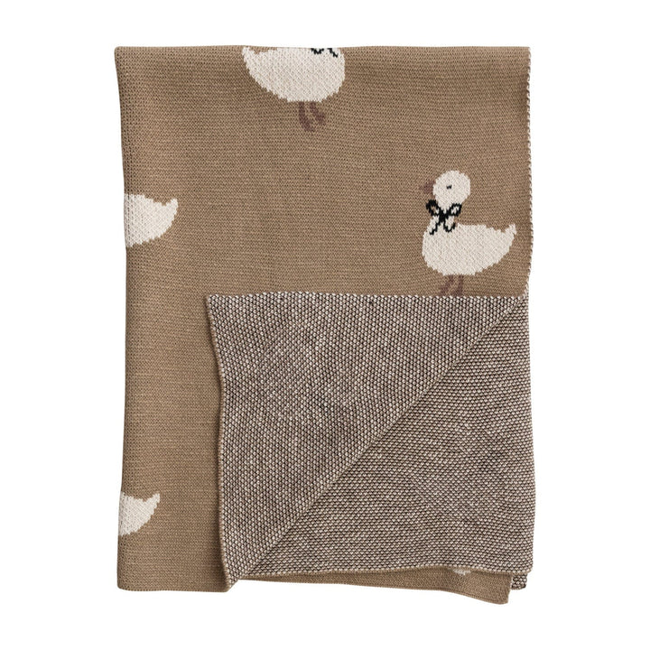 Creative Coop Home Cotton Knit Baby Blanket with Ducklings