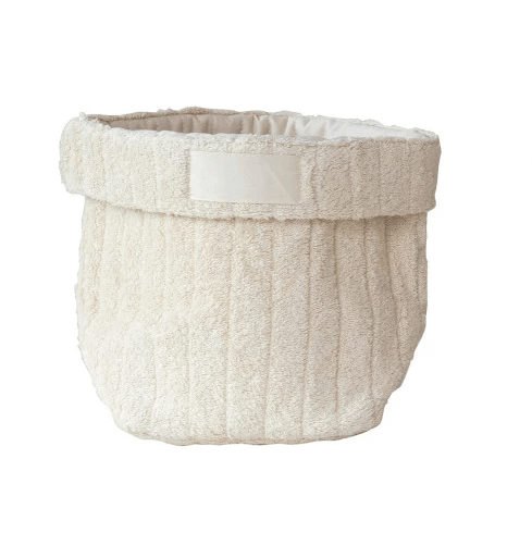 Creative Coop Home Cream Quilted Cotton Terry Cloth Folding Baskets