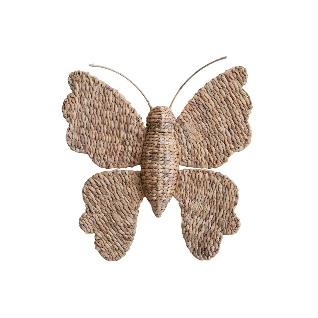 Creative Coop Home Hand-Woven Water Hyacinth Butterfly Wall Décor, Natural