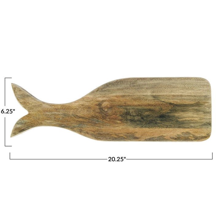 Creative Coop Home Mango Wood Whale Shaped Cheese/Cutting Board