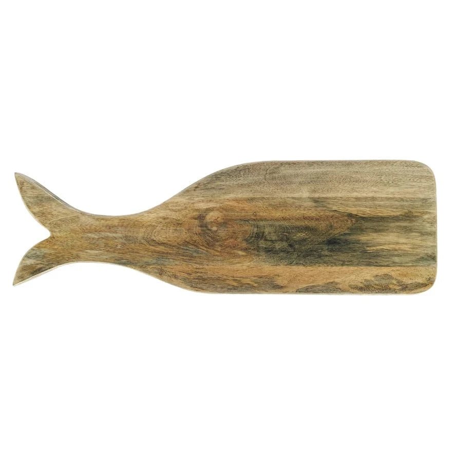 Creative Coop Home Mango Wood Whale Shaped Cheese/Cutting Board