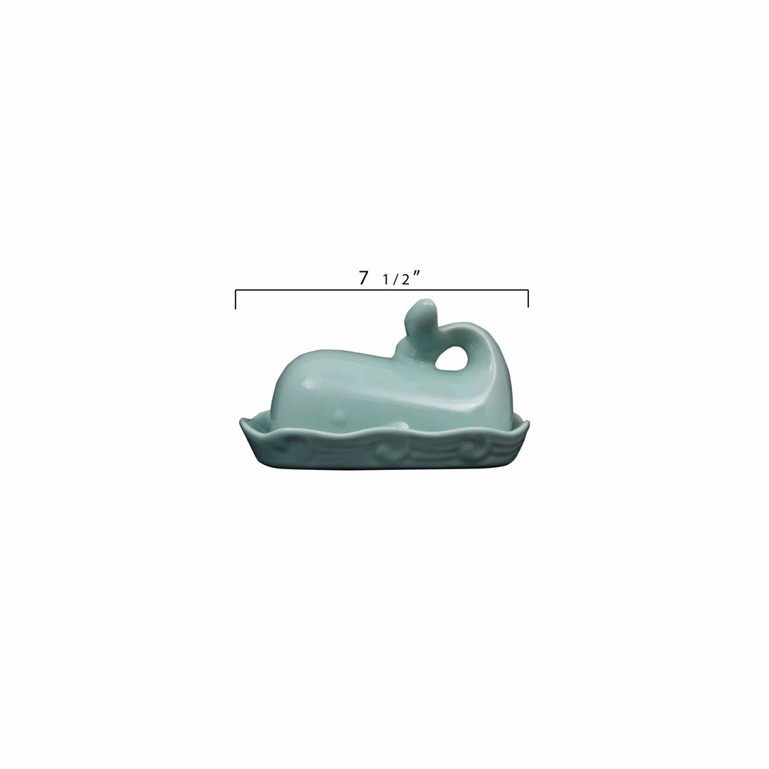 Creative Coop Home Stoneware Whale Butter Dish