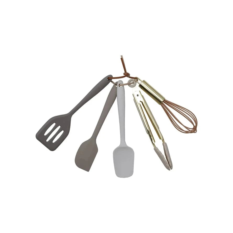 Creative Coop Kitchen Tools & Utensils Silicone & Metal Mini Kitchen Tools, Set of 5