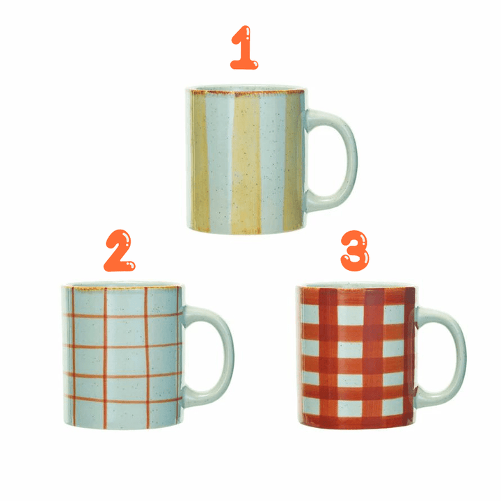Creative Coop Mug 16 oz. Hand-Painted Stoneware Mug w/ Pattern