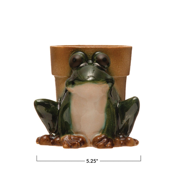 Creative Coop Planter Stoneware Frog Planter, Reactive Glaze