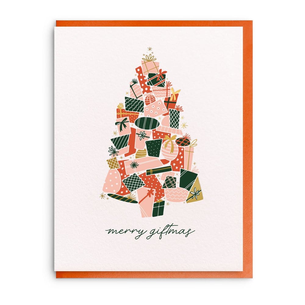 Dahlia Press Card Merry Giftmas Card