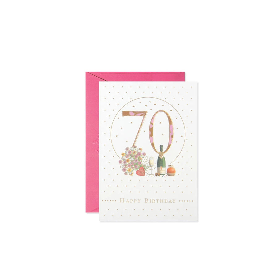 Design Design birthday card Big 70 Flowers and Champagne