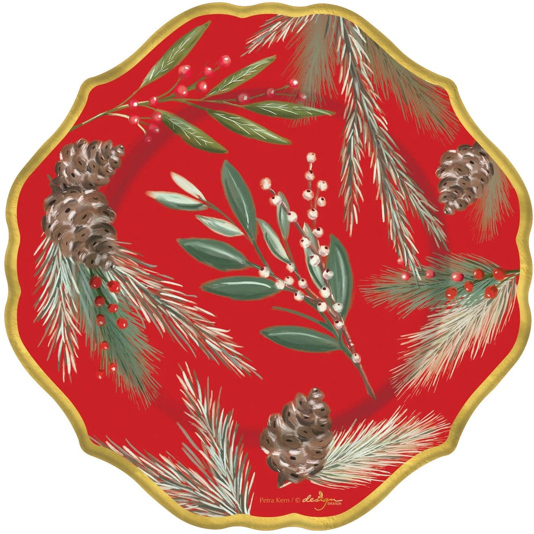 Design Design Party Supplies Pine Sprig Dessert Plate