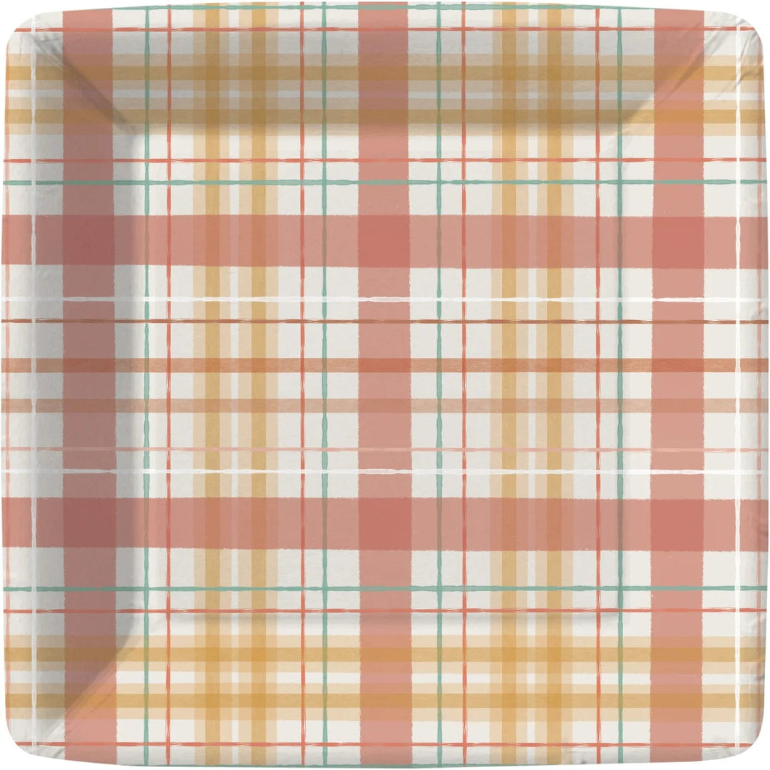 Design Design Plate Boho Autumn Plaid Dessert Plates