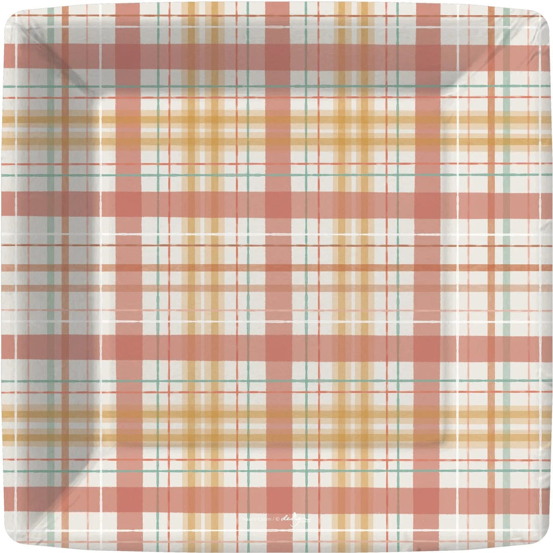 Design Design Plate Boho Autumn Plaid Dinner Plates