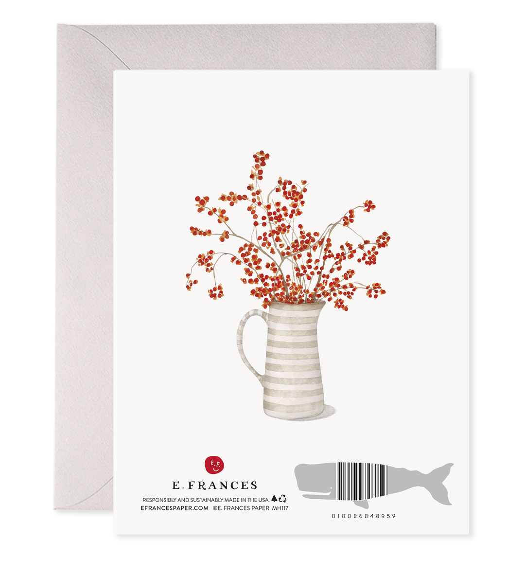 E. Frances Paper Cards Autumn Berry Wreath Thanksgiving Greeting Card