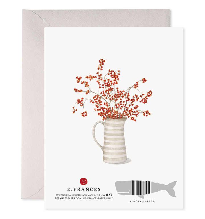 E. Frances Paper Cards Autumn Berry Wreath Thanksgiving Greeting Card