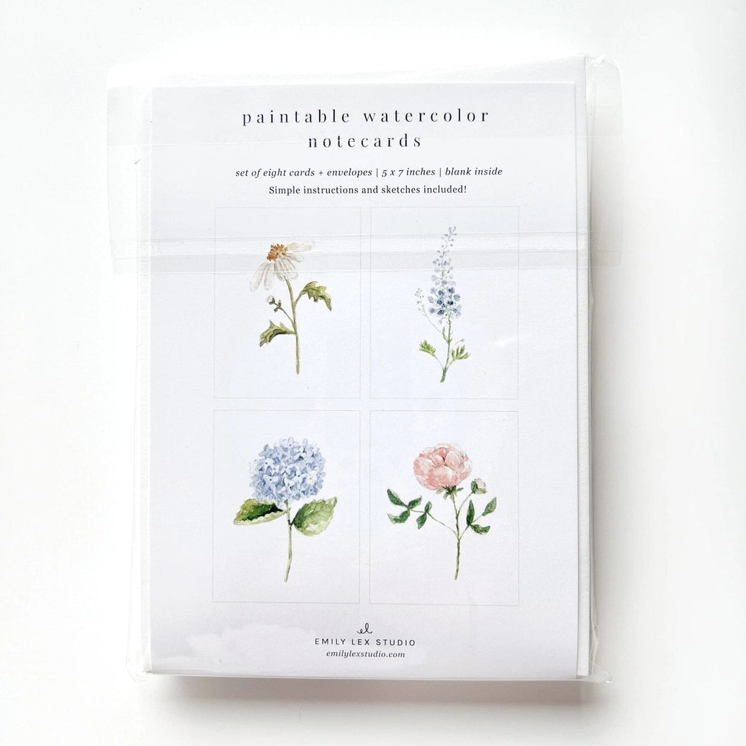 Emily Lex Boxed Card Set Garden Flowers Paintable Notecards