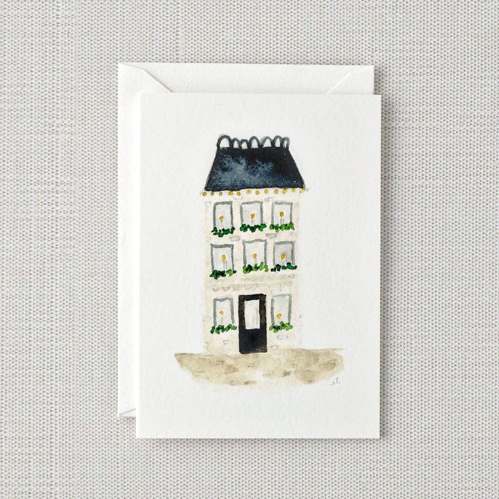 emily lex studio Holiday Blue roof house mini notecard