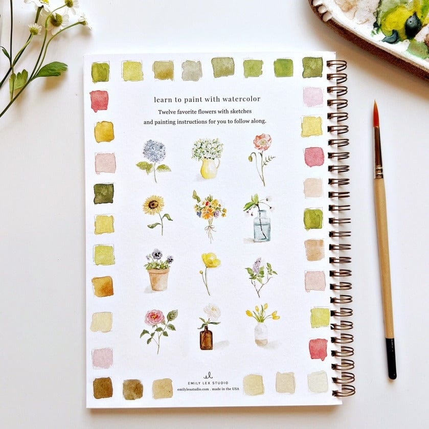 emily lex studio Paper Watercolor Workbook: Flowers