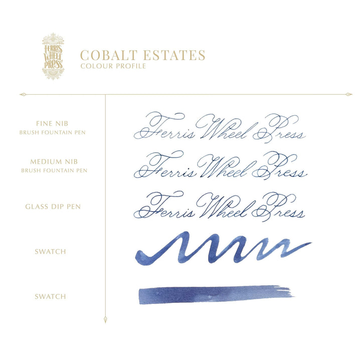 Ferris Wheel Press Paper 38ml Fountain Pen Ink - Cobalt Estates | Ferris Wheel Press