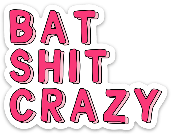 Five Dot Post Cards Bat Shit Crazy Funny Laptop Waterbottle Vinyl Sticker Gift