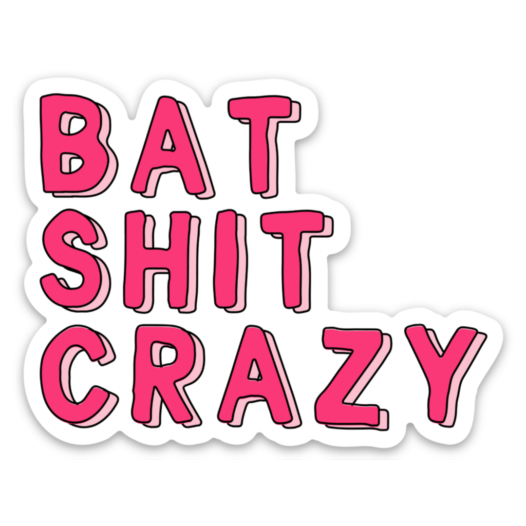 Five Dot Post Cards Bat Shit Crazy Funny Laptop Waterbottle Vinyl Sticker Gift