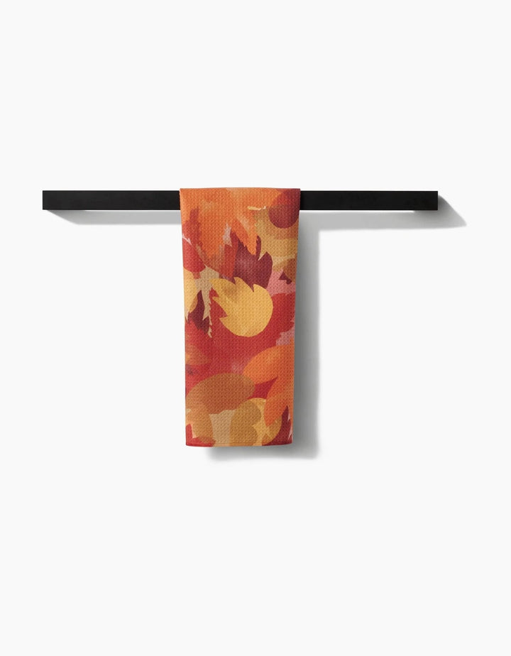 Geometry Holiday Watercolor Fallen Leaves Tea Towel
