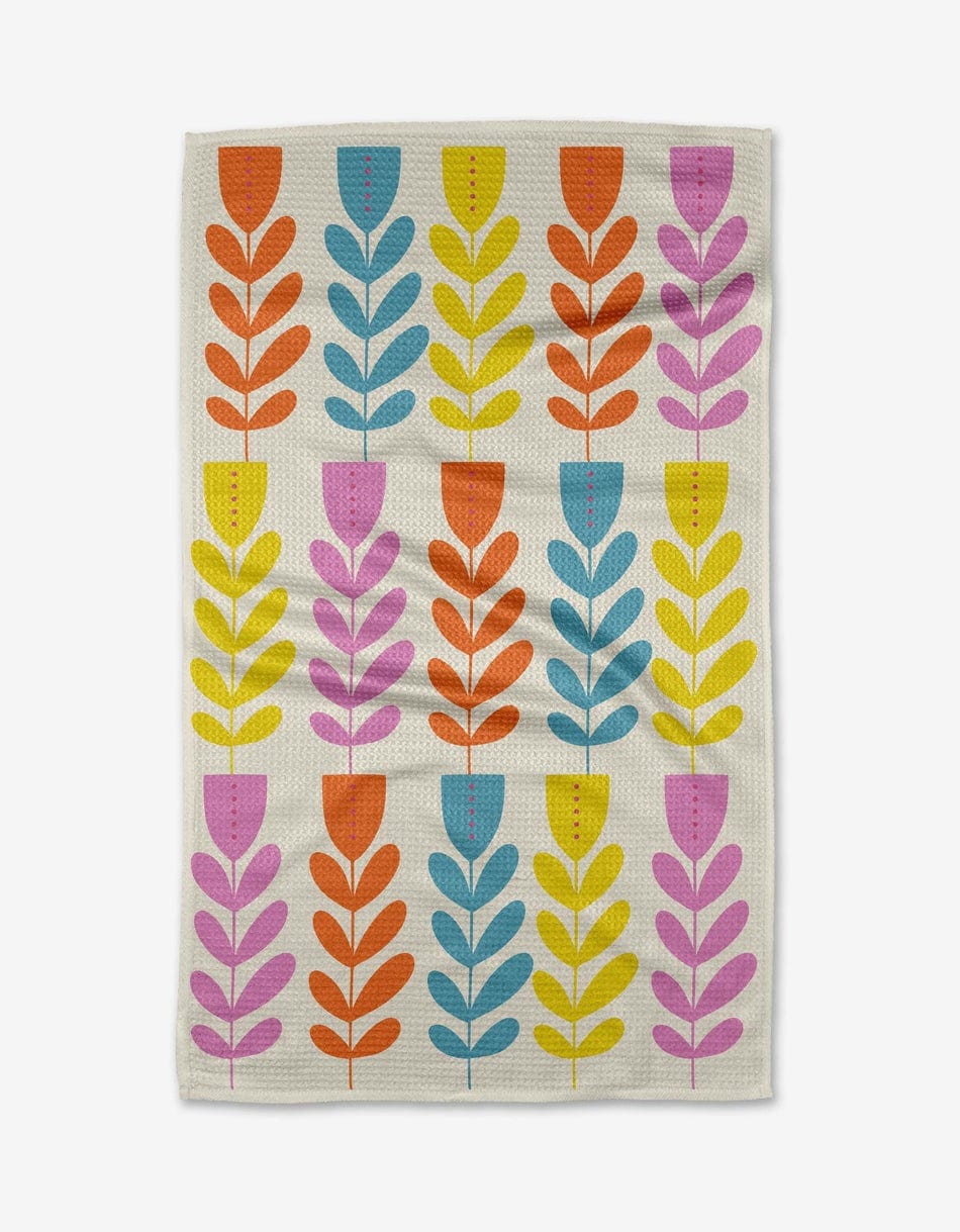 Geometry Kitchen Towels Folk Art Tulips Kitchen Tea Towel