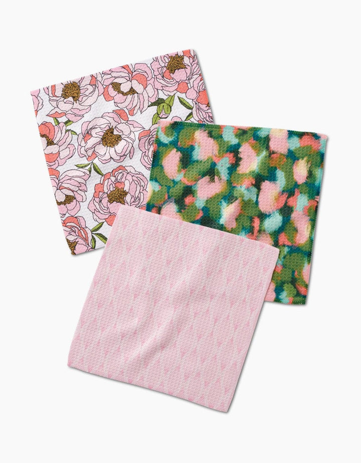 Geometry Kitchen Towels Peony Paradise Dishcloth Set