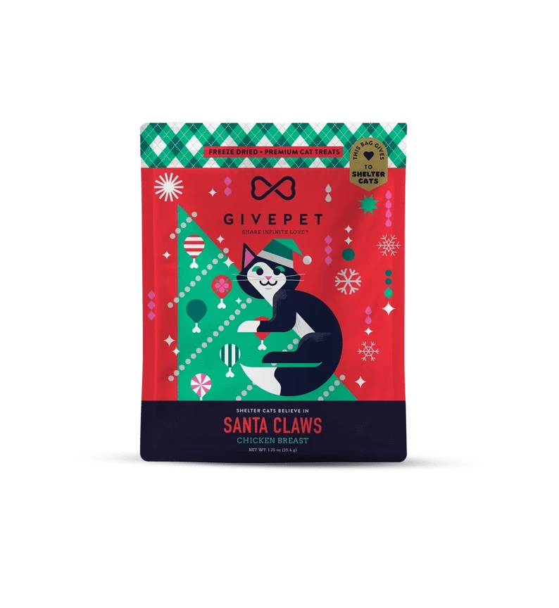 GivePet Holiday Santa Claws Freeze Dried Christmas Cat Treats - 1 oz Bag