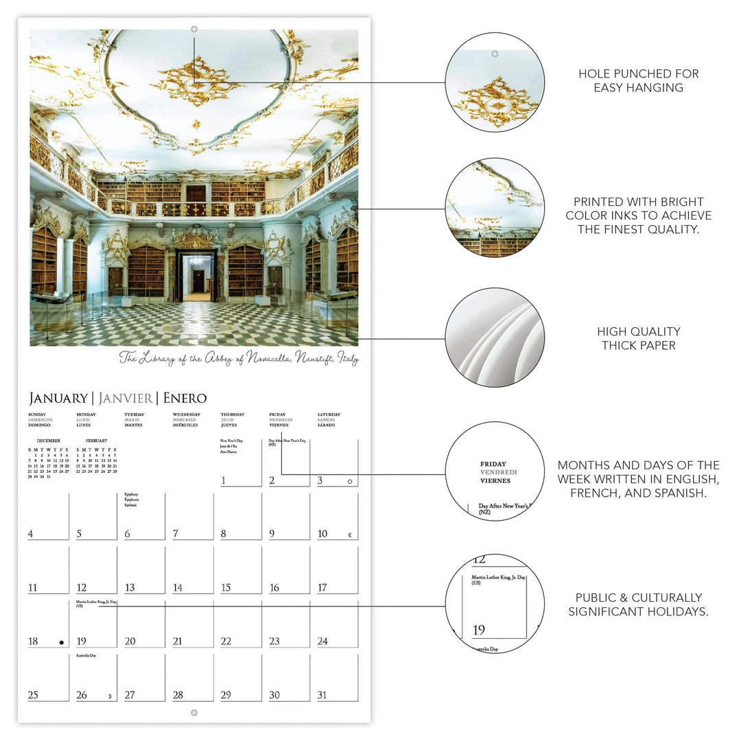 Graphique de France Paper Libraries 12 x 12 2026 Wall Calendar