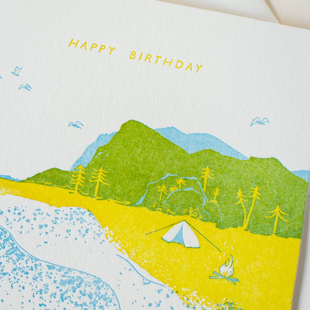 Homework Letterpress Studio Card Beachy Birthday Card