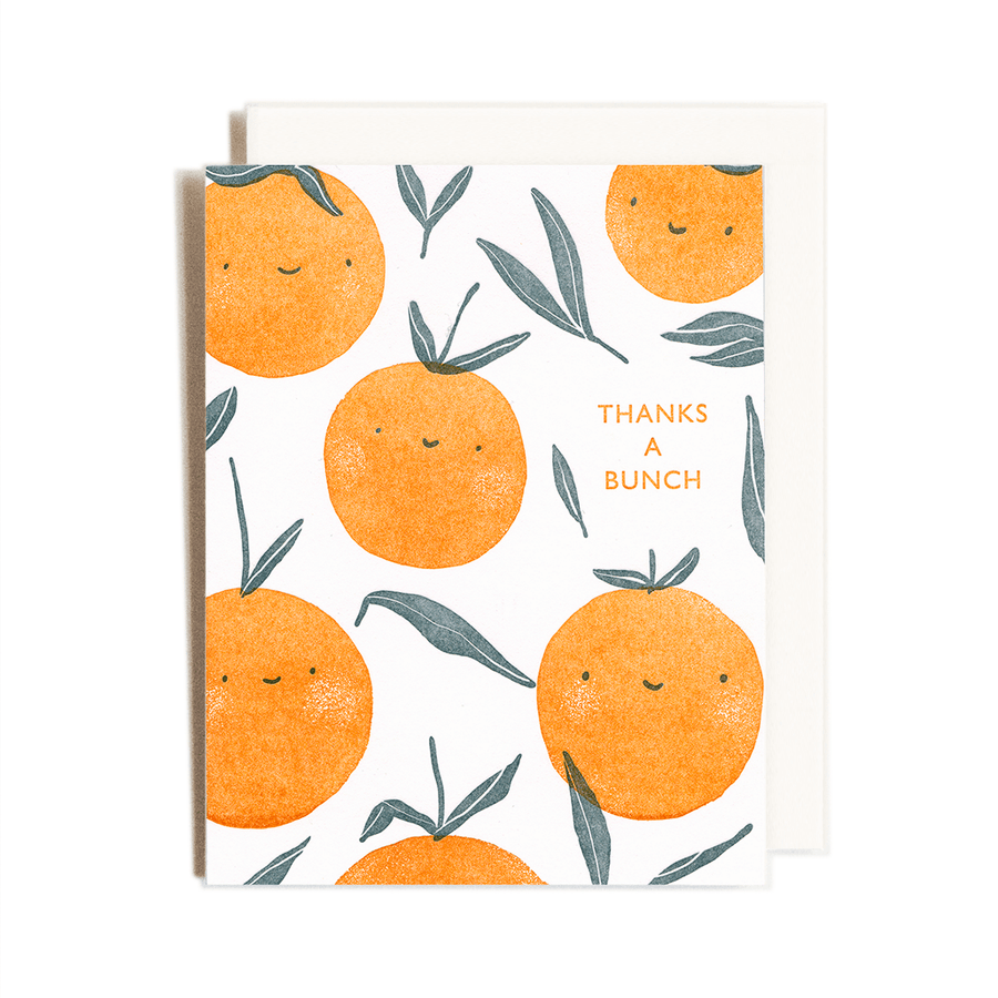 Homework Letterpress Studio card Thank You Oranges Card