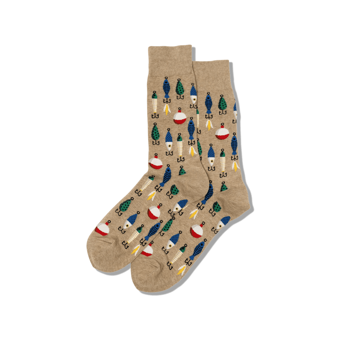 Hotsox Socks Men's Fishing Lures Hemp Heather Crew Socks