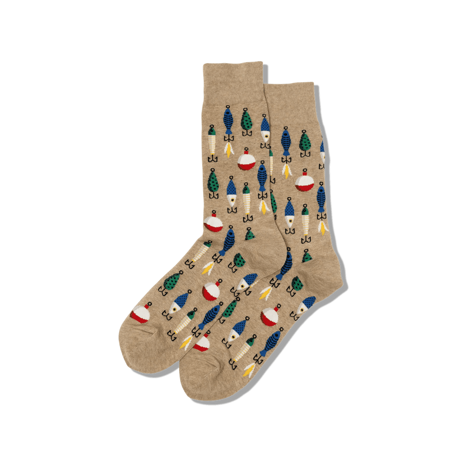 Hotsox Socks Men's Fishing Lures Hemp Heather Crew Socks