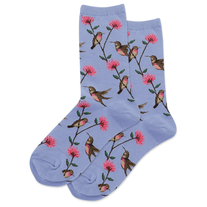 Hotsox Socks Women's Hummingbirds Blue Crew Socks