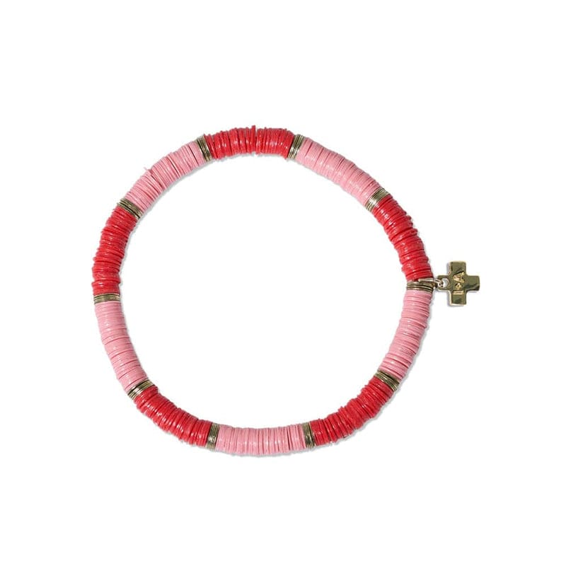 Ink + Alloy Bracelets Red/Pink Two-Color Block Sequin Stretch Bracelet