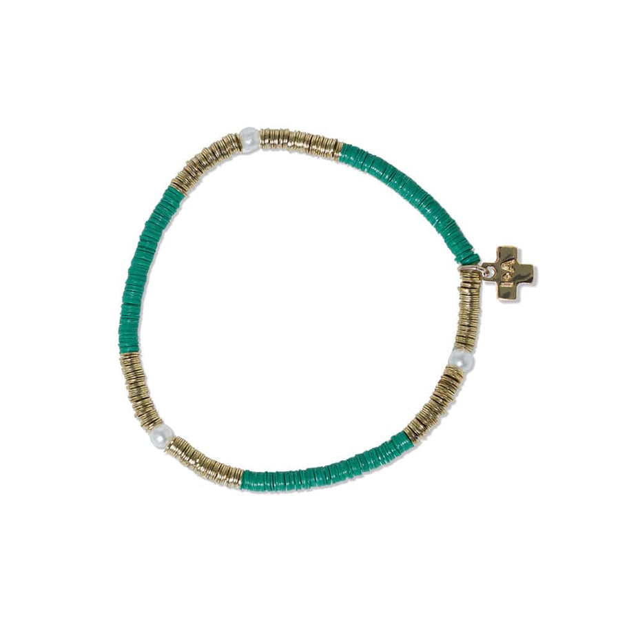 Ink + Alloy Bracelets Rory Kelly Green With Gold And Pearls Sequin Stretch Bracelet