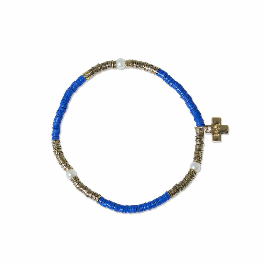 Ink + Alloy Bracelets Rory Lapis With Gold And Pearls Sequin Stretch Bracelet