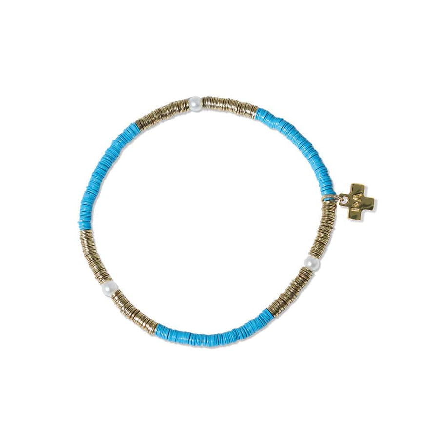 Ink + Alloy Bracelets Rory Turquoise With Gold And Pearls Sequin Stretch Bracelet