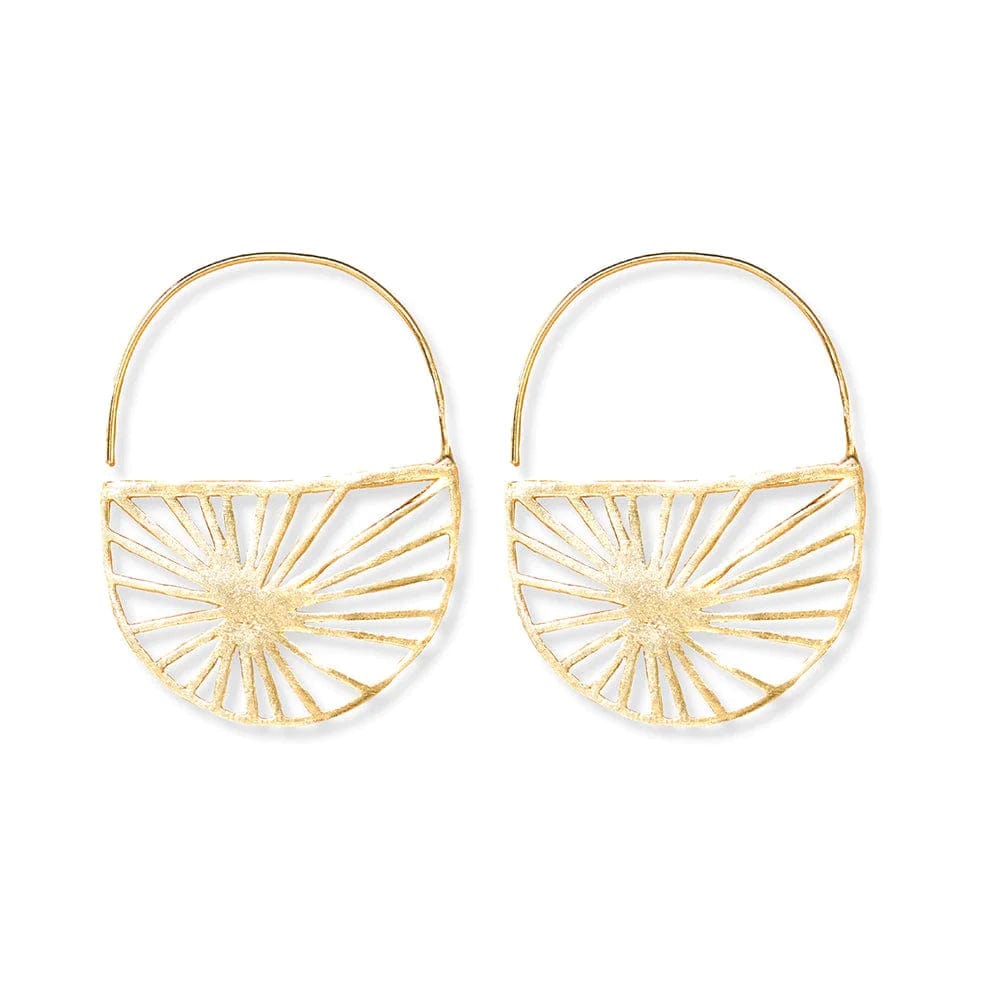 Ink + Alloy Earrings Brass Sunburst Hoop Earrings